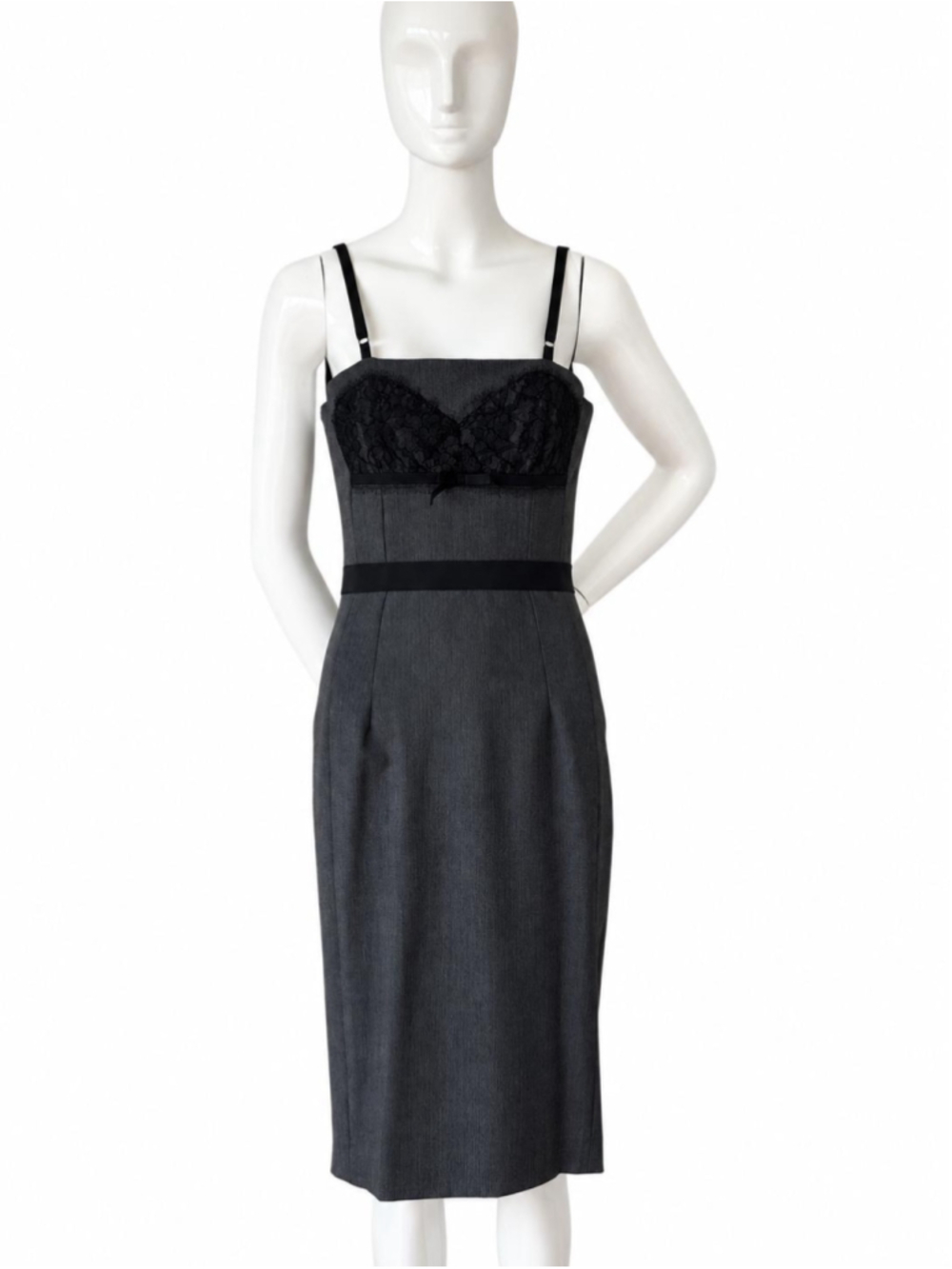 Vintage Dolce & Gabbana DG Grey Lace Corset Sheath Dress IT 38